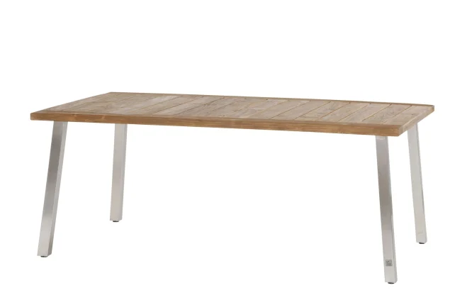 4 Seasons Outdoor Venice Gartentisch mit Edelstahlbeinen und Teakholzplatte, 240 x 95 cm