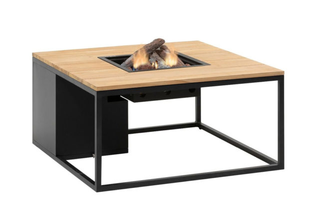 Cosi Cosiloft 100 Feuertisch mit schwarzem Gestell und Teakholzplatte - SALE