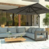 4 Seasons Outdoor Metropolitan Loungeset mit Hacienda Sonnenschirm 300 x 400 cm Holzkohle, antraciet Rahmen
