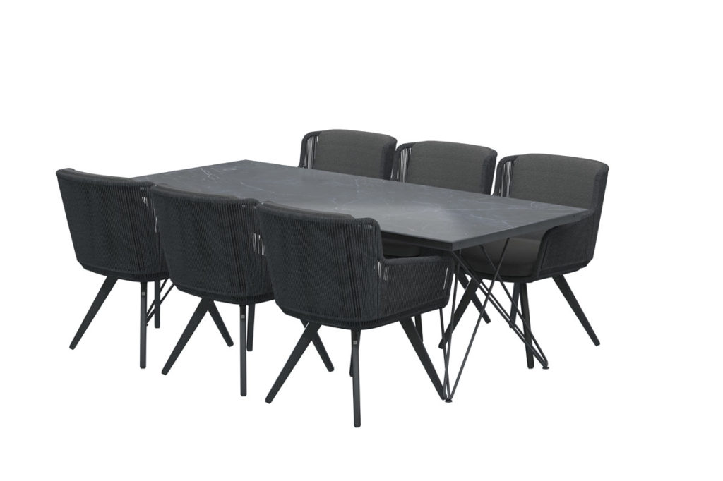 4 Seasons Outdoor Flores Esstischset mit Tampa Tisch Keramikplatte 220