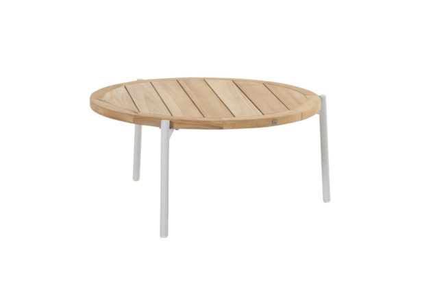 4 Seasons Outdoor Yoga-Lounge-Tisch Frost Grey mit Teakholz-Tischplatte, Ø 73 cm, 35 cm hoch * Sale *
