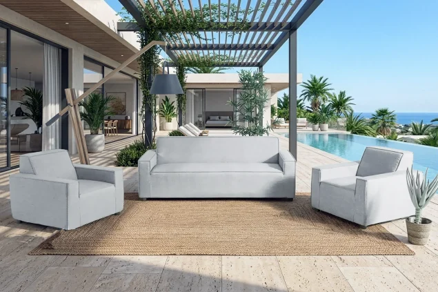 Flow. Club sofa set mit zwei Loungesesseln lead chiné