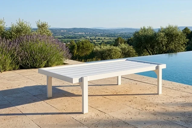Flow Sublime Aluminium-Loungetisch weiß 120 x 64 cm
