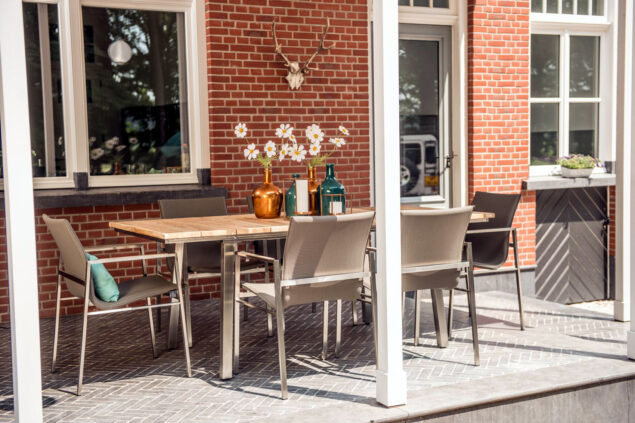 4 Seasons Outdoor Resort Esstischset taupe mit Ausziehbarer Maison Tisch bis zu 280 cm