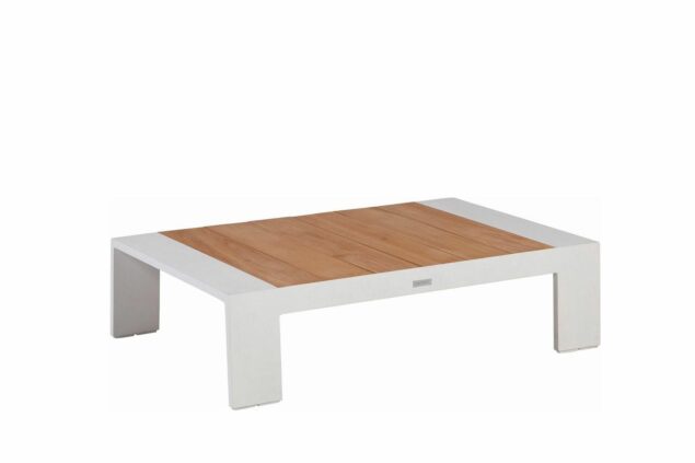 Exotan Valerie Lounge Tisch weiß - Teakholz - 80 x 120 cm