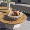 4 Seasons Outdoor Paloma modulaire loungebank met witte Volta tafels Ø 60 en Ø 80 cm detail
