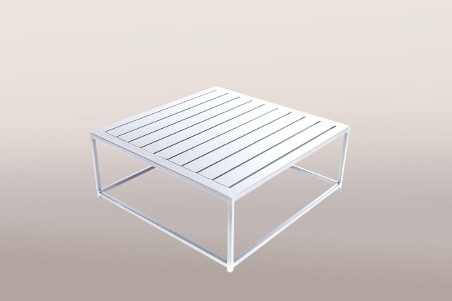 Flow Square Aluminium-Loungetisch 90 x 90 cm weiß