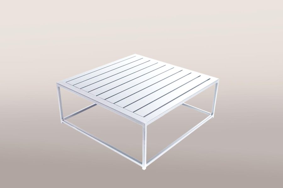 Flow Square Aluminium-Loungetisch 90 x 90 cm weiß