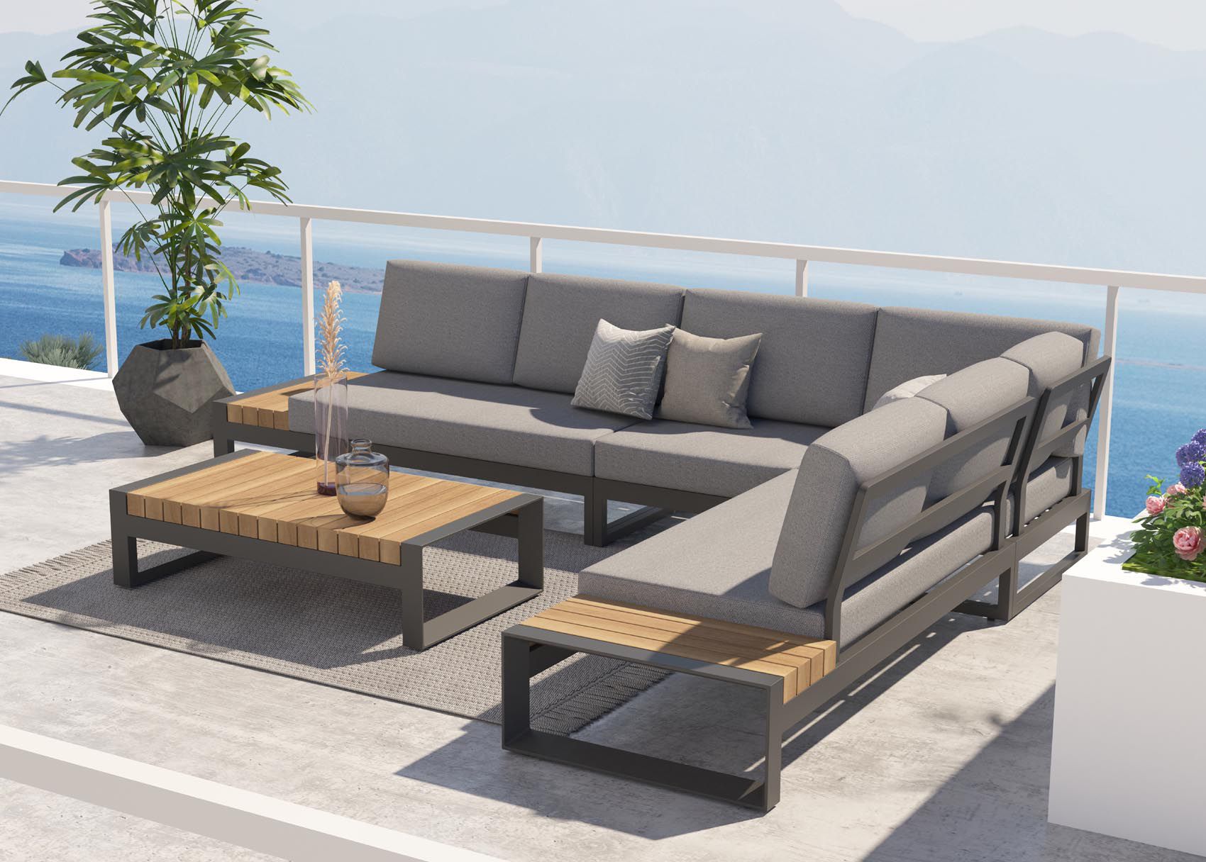 Taste by 4 Seasons Matisse Plattform Lounge Ecksofa XL anthrazit mit Tisch