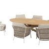 4 Seasons Outdoor Dalias niedrige Esstischgruppe mit Prado Tisch mit elliptischer Platte 240 x 115 cm