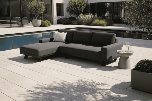 Flow. Easey Chaiselongue-Sofa sooty links