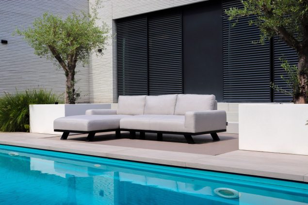 Flow. Easey Chaiselongue-Sofa graumel chalk links