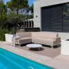Flow. Quart chaise loungebank heather chalk met wit frame