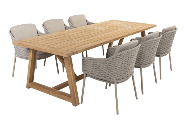 4 Seasons Outdoor Eros Esstischgarnitur mit Noah Teakholz Tisch 260 x 100 cm Sale