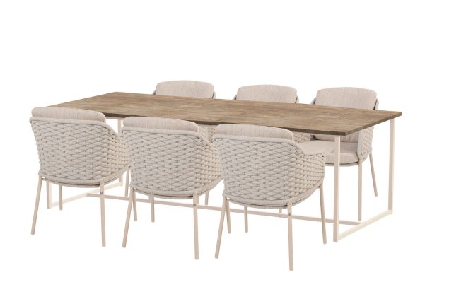 4 Seasons Outdoor Eros Gartenmöbel-Set mit Quatro Tisch mit Robusto Teakholzplatte 220 x 95 cm * Sale *