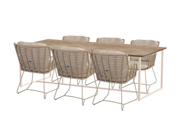 4 Seasons Outdoor Fabrice Gartenset latte mit Quatro Tisch mit Robusto Teakholzplatte 220 cm * Sale *