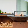 OFYR Butcher Block Storage 90 Corten Teak Wood Dark Grey Ceramic sfeer