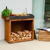 OFYR Butcher Block Storage 90 Corten Teak Wood Dark Grey Ceramic sfeer