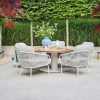 SUNS Dolce low dining set mit Suns Grado Niedriger Gartentisch Camel Sand mit Teakholzplatte Ø 170 cm