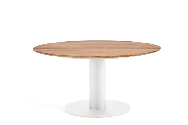 Suns Grado Gartentisch weiß mit Teak-Tischplatte Ø 170 cm