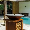 OFYR Classic Corten PRO met houtopslag en deksel sfeer