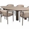 4 Seasons Outdoor Allora dining set met Arizona tafel met kiezelvormig keramisch blad zandkleur 240 x 120 cm