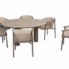 4 Seasons Outdoor Allora Gartenset mit Arizona Tisch mit runder Keramikplatte sandfarben Ø 160 cm