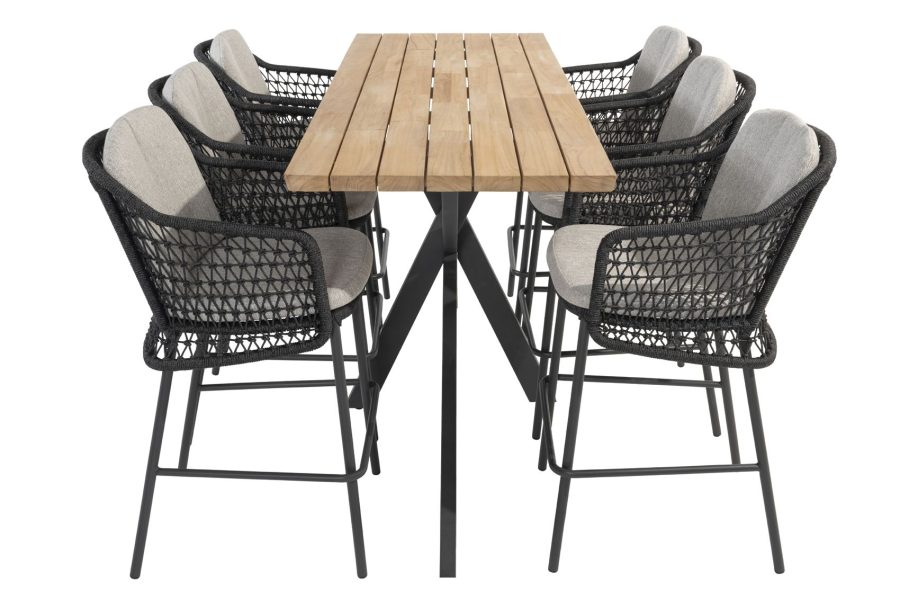 4 Seasons Outdoor Tramonti Bar-Set anthrazit mit Prado-Tisch 200 x 85 cm