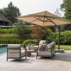 4 Seasons Outdoor Capresi loungeset terre met Sofie tafels en Siesta Premium parasol met Wengé frame