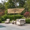 4 Seasons Outdoor Capresi loungeset terre met Sofie tafels en Siesta Premium parasol met Wengé frame