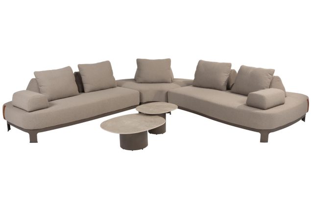 4 Seasons Outdoor Santorini modulare Eckbank terre mit 2 Sofie Tischen