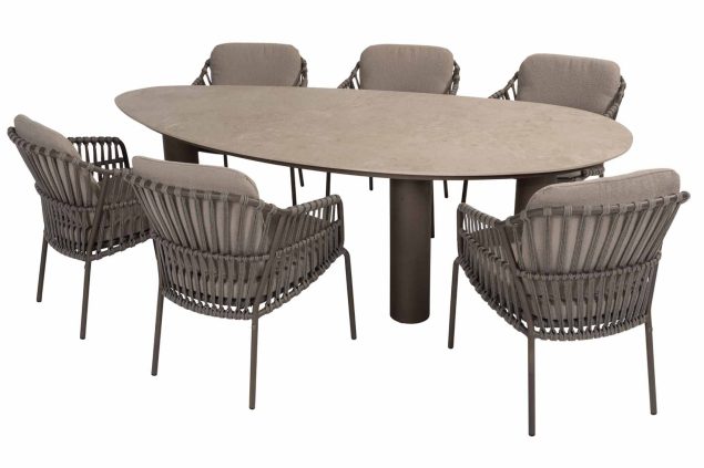 4 Seasons Outdoor Capalbio Gartenmöbel-Set Terre mit Arizona Tisch mit Keramikplatte 240 cm