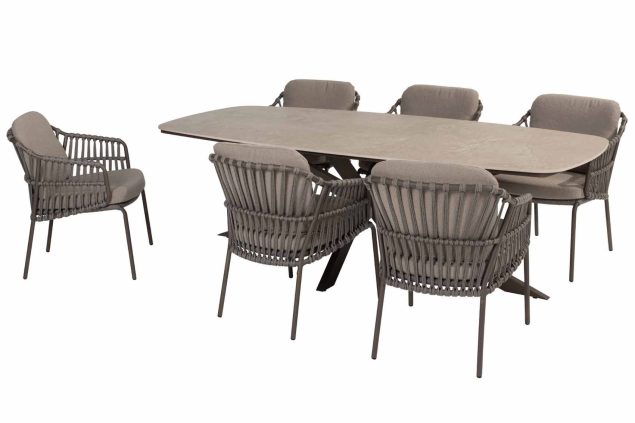4 Seasons Outdoor Capalbio Gartenmöbel-Set Terre mit Prado Tisch mit Keramikplatte 240 cm