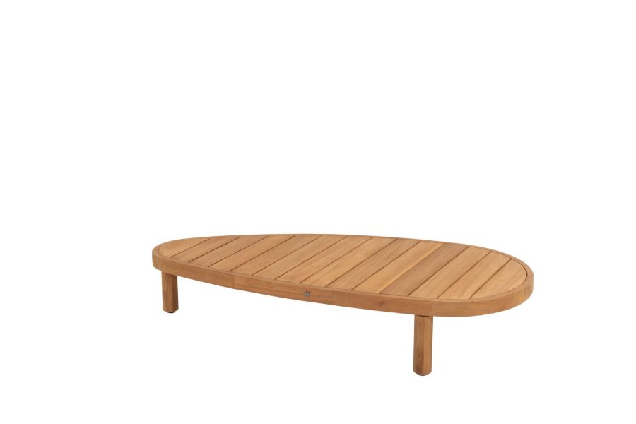 4 Seasons Outdoor Finn Teakholz-Loungetisch mit kieselsteinförmiger Platte 125 x 63 cm