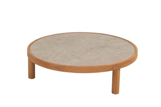 4 Seasons Outdoor Finn Teakholz-Loungetisch mit Keramikplatte Ø 85 cm