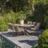 4 Seasons Outdoor Fabrice dining set latte met Prado Barrel tafel met keramisch blad 240 x 110 cm