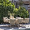 4 Seasons Outdoor Fabrice dining set latte met Prado Barrel tafel met keramisch blad 240 x 110 cm