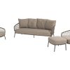 4 Seasons Outdoor Jura Lounge Set olivgrün mit Fusshocker