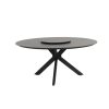 4 Seasons Outdoor Locarno tafel met HPL blad slate antraciet Ø 160 cm met Lazy Susan Ø 58 cm