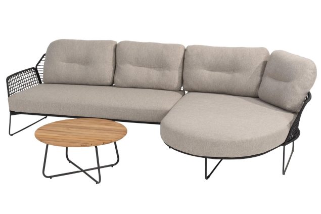Taste by 4 Seasons Rhodos Chaise Lounge Sofa anthrazit mit Verdi Tisch SALE