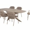 Taste by 4 Seasons Manitoba dining set latte met Prado Barrel tafel 240 x 105 cm