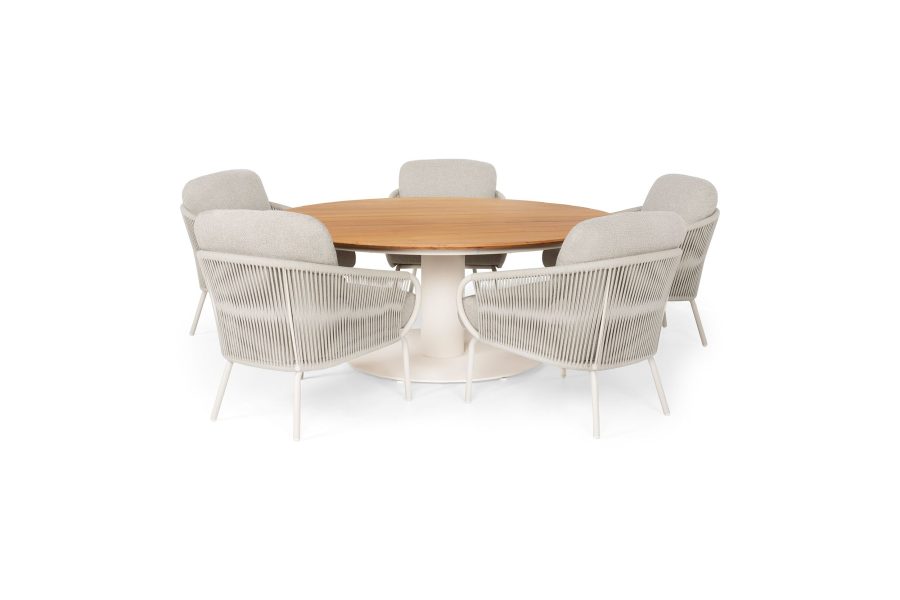 Suns Dolce low dining set camel sand met Suns Grado tafel