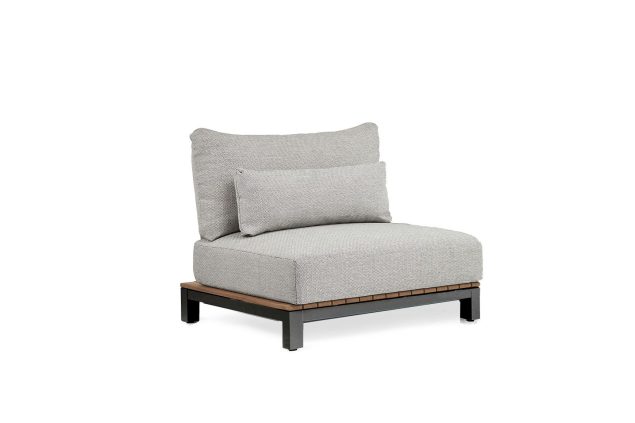 Suns Evora Einsitzer-Lounge-Element Gestell Teak/Matt Royal Grey mit soft grey Polstern