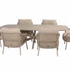 4 Seasons Outdoor Sardinia low dining Esstischgruppe Latte mit Nevada Tischplatte 250 x 105 cm