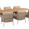 4 Seasons Outdoor Sardinia low dining Esstischgruppe latte mit Capri Niedriger Tisch