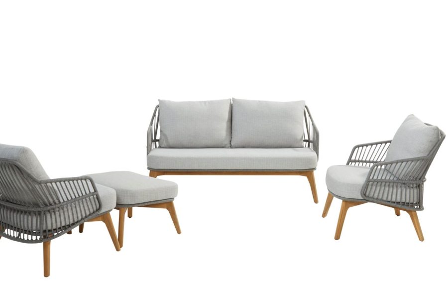 4 Seasons Outdoor Ancora Loungeset teak met voetenbank