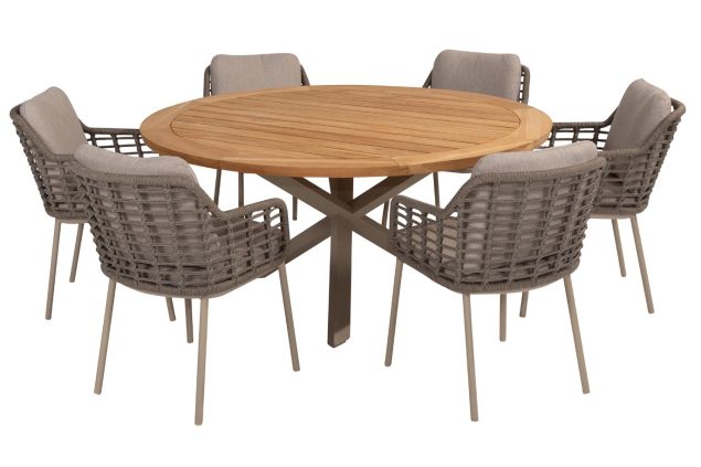 Taste by 4 Seasons Puglia Gartenmöbel-Set Latte mit Prado Gartentisch latte teak Platte Ø 160 cm * Sale *