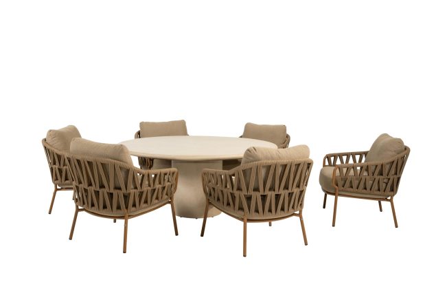 4 Seasons Outdoor Biarritz Low-Dining Gartenmöbel-Set mit Hampton Tisch Ø 160 cm