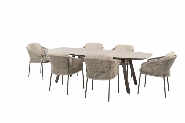 Taste by 4 Seasons Florence Gartenmöbel-Set Terre mit Manolo-Tisch mit bedruckter Keramikplatte 240 cm