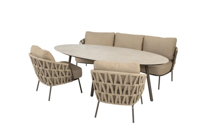 4 Seasons Outdoor Mallorca Low-Dining Gartenset Terre mit Salute-Tisch